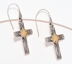 Artisan Crafted by Robert Manse Sterling & 18K Fancy Cross Earrings