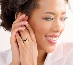 BellaOro Slip-On Emamel Squared Ring, 14K Gold Over Resin, Size 9