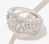 Diamonique Sterling Silver Round Cut Faceted Sparkle Ring, Size 7