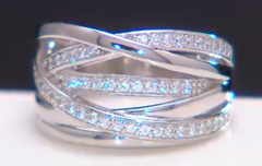 Diamonique Highway Multi-Strand Ring, Sterling Silver, Size 6