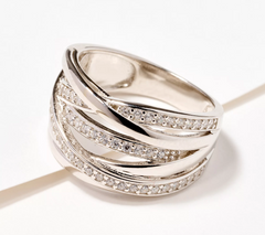 Diamonique Highway Multi-Strand Ring, Sterling Silver, Size 6