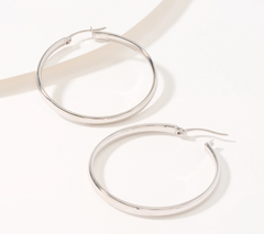 Adorna Silvertone Polished Hoop Earrings