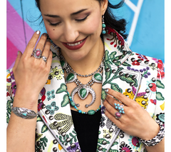 American West Colors of Turquoise Bead Sterling Silver Necklace, 21"