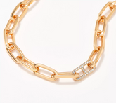 Collar dorado con estaciones pavé de Joan Rivers Paperclip