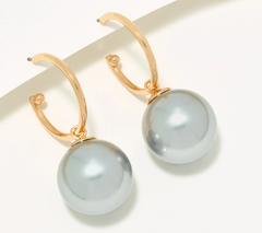 Joan Rivers Hoop Earring with Removable Jumbo Faux Grey Pearl
