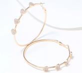 Joan Rivers Pave 2 1/4" Heart Gold Tone Hoop Earrings