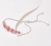 Generation Gems Round Gemstone "Rhodocrisite" Cabochon Sterl Silver Bracelet