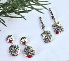 JAI Sterling Silver Artisan Textured Drop Earrings