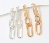 Joan Rivers Set of 2 Silver/Gold Tone Paperclip Chain Drop Earring