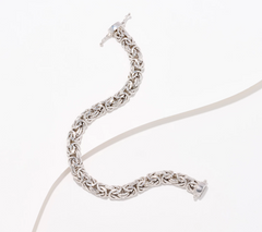Silver Style Byzantin Sterling Silver Magnetic Clasp Bracelet, 8"