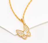 Diamonique x Kathy Levine Gold Plated SS Mariposa Pendant Necklace