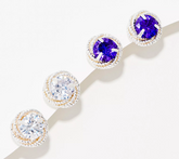 Joan Rivers Set of 2 Silvertone w/ Clr&Vit CZ Love Knot Stud Brass Earrings