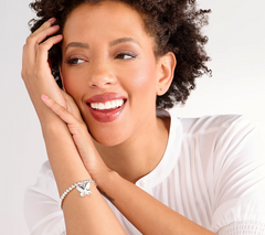 UltraFine 950 Silver 5mm Beaded Bracelet w/Butterfly Charm, Average