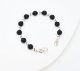 JAI Sterling Silver Black Gemstone Bead Bracelet