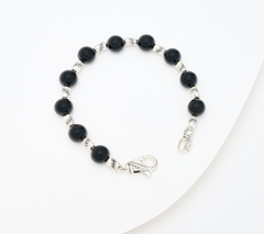 JAI Sterling Silver Black Gemstone Bead Bracelet