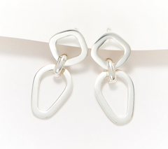 UltraFine 950 Silver Geometric Drop Earrings 1-1/4"