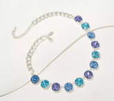 Joan Rivers Octagon- Cut Colette Necklace, Silvertone brass, Blue