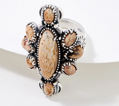 American West Sterling Silver Nine Picture Jasper Cluster Ring Size 7