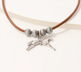 American West Sterling Silver & Leather Horse Pendant Necklace, 17"