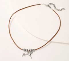 American West Sterling Silver & Leather Horse Pendant Necklace, 17"