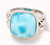 Affinity Gems Sterling Silver Cushion Cut Larimar Gemstone Ring Size 8
