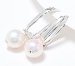 Honora Convertible Sterling Silver Hoop Earrings w/ Cultured Pearl