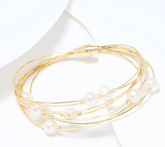 Honora Multi-Strand Cultured Pearl Goldclad SS Bracelet w/ Magnetic Clasp Small