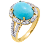 Affinity Gems 14k Goldclad Silver Sterling Turquoise & White Zircon Ring, Size 7