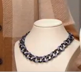 Joan Rivers Pave Link Chain Gunmetal Necklace