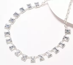 Joan Rivers Silver Tone 18" Clear Crystals Emerald Cut Stone Necklace