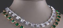 Joan Rivers Silver Tone 18" Clear Crystals Emerald Cut Stone Necklace