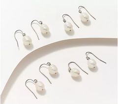 Honora Cultured Pearls Boxed Set of 4 White Wire Drop Earrings