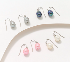 Honora Cultured Pearls Boxed Set of 4 Classic Wire Drop Earrings