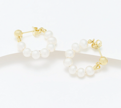 Honora Cultured Pearl Fluid Gold-tone Sterling silver Hoop Earrings