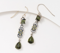 Connemara Marble Diamonique Country Estate Sterling Silver Earrings
