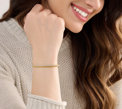 Diamonique Goldtone Triple Row Tennis Bracelet Stack Small