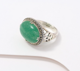 Solvar Sterling Silver Green Aventurine and Marcasite Ring, Size 7