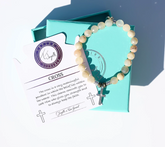 Pulsera de cuentas de piedras preciosas T. Jazelle x Kim Gravel, cruz, tamaño mediano/grande