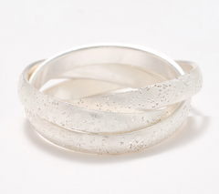 UltraFine 950 Silver Polished or Textured Rolling Ring Size 6