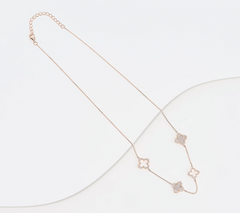 Diamonique Floating Clover Rose Clad Sterling Silver Pendant Necklace