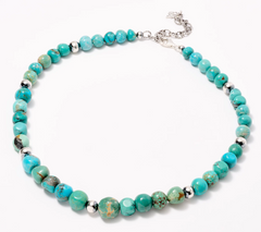 American West Sterling Silver & Turquoise Bead Necklace