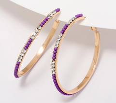 Joan Rivers Amethyst Bead & Crystal Hoops