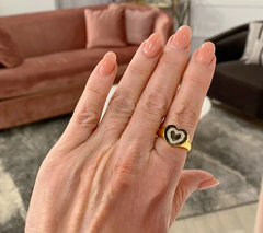 Affinity Sterling Silver Gold Clad Heart Signet Ring, Size 9