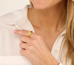 Affinity Sterling Silver Gold Clad Heart Signet Ring, Size 9