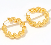 BellaOro 14K Gold Over Resin  Polished 1-1/4" San Marco Hoop Earrings