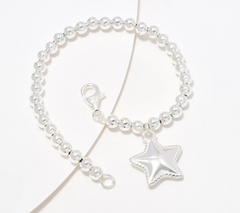 UltraFine Sterling Silver 5mm Bracelet w/ Star Charm large