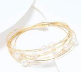 Honora Multi-Strand Cultured Pearl Goldclad SS Bracelet w/ Magnetic Clasp, Large