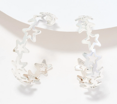 Pendientes de aro con estrellas en cascada de Joan Rivers, plata