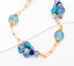 Collar de cadena delicada con cuentas de Susan Graver, azul