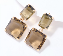 Susan Graver Faceted Double Stone Drop Earrings, Black